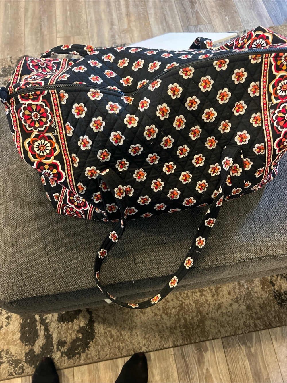 Vera Bradley Retired Print Pirouette Black Quilted Floral Weekender Bag